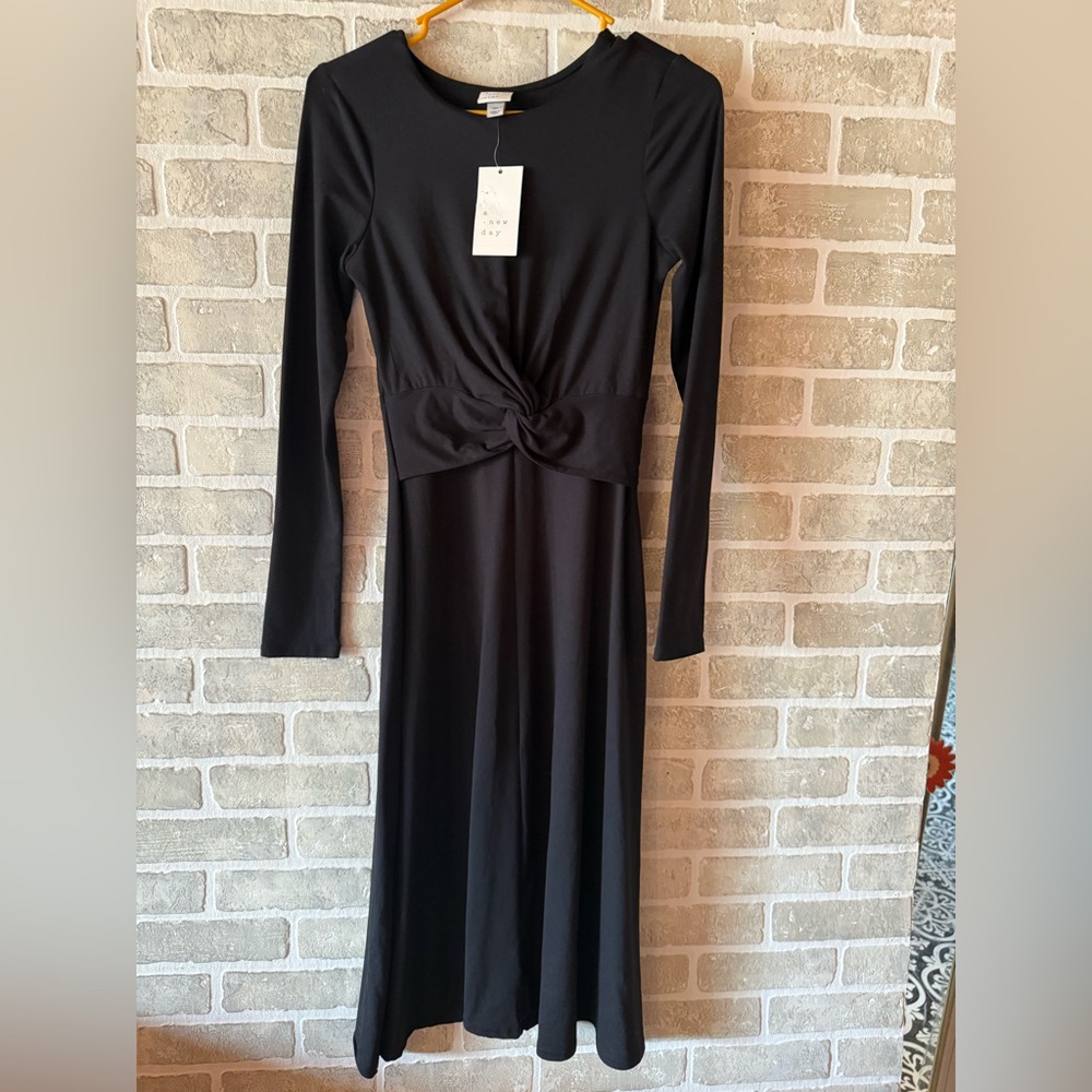a new day Black Long Sleeve Twist Front Dress